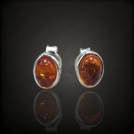 Borostyán ezüst fülbevaló
