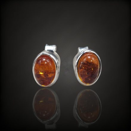 Borostyán ezüst fülbevaló