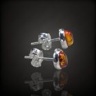 Borostyán ezüst fülbevaló