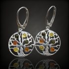 Borostyán ezüst fülbevaló