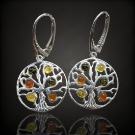 Borostyán ezüst fülbevaló