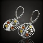 Borostyán ezüst fülbevaló