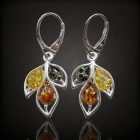 Borostyán ezüst fülbevaló