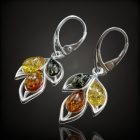 Borostyán ezüst fülbevaló