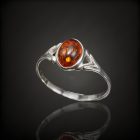 Borostyán ezüst gyűrű