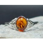 Borostyán ezüst gyűrű