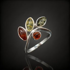 Borostyán ezüst gyűrű