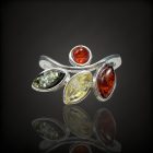 Borostyán ezüst gyűrű