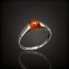 Borostyán ezüst gyűrű