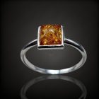Borostyán ezüst gyűrű