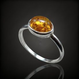 Borostyán ezüst gyűrű