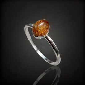 Borostyán ezüst gyűrű