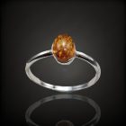 Borostyán ezüst gyűrű
