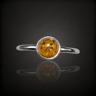 Borostyán ezüst gyűrű