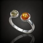 Borostyán ezüst gyűrű