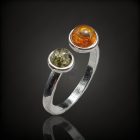 Borostyán ezüst gyűrű