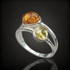 Borostyán ezüst gyűrű