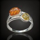 Borostyán ezüst gyűrű