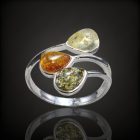 Borostyán ezüst gyűrű