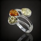 Borostyán ezüst gyűrű