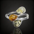 Borostyán ezüst gyűrű