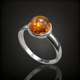 Borostyán ezüst gyűrű