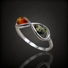 Borostyán ezüst gyűrű