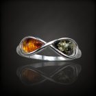 Borostyán ezüst gyűrű