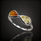 Borostyán ezüst gyűrű