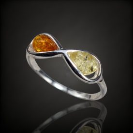 Borostyán ezüst gyűrű