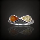 Borostyán ezüst gyűrű
