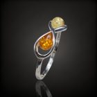 Borostyán ezüst gyűrű