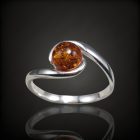 Borostyán ezüst gyűrű