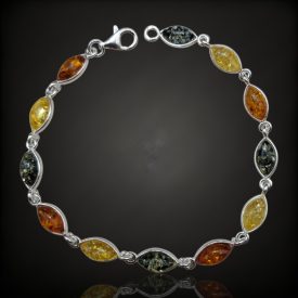 Borostyán ezüst karkötő