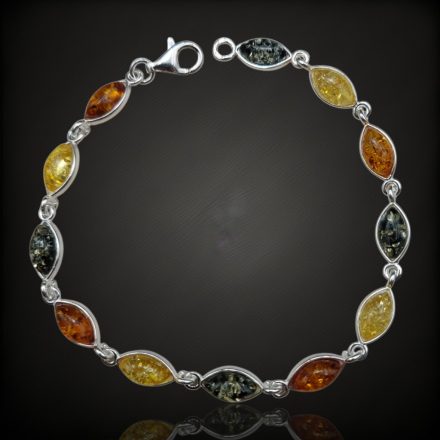 Borostyán ezüst karkötő