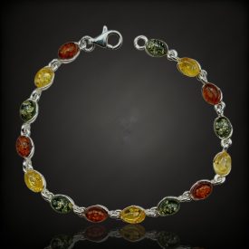 Borostyán ezüst karkötő