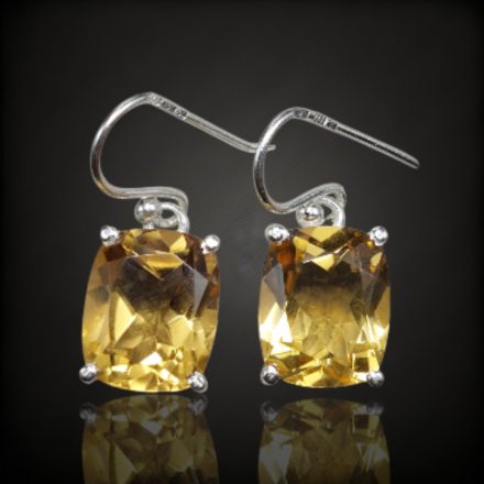 Citrin ezüst fülbevaló