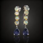 Iolit opál ezüst fülbevaló