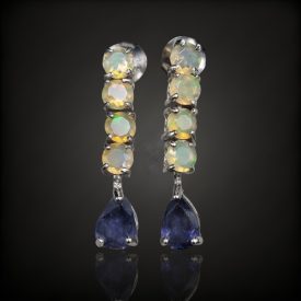 Iolit opál ezüst fülbevaló