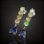 Iolit opál ezüst fülbevaló