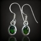Króm-diopszid ezüst fülbevaló