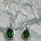 Króm-diopszid ezüst fülbevaló