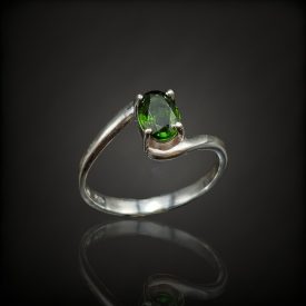 Króm-diopszid ezüst gyűrű