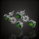 Króm-diopszid ezüst fülbevaló