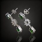 Króm-diopszid ezüst fülbevaló