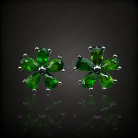 Króm-diopszid ezüst fülbevaló