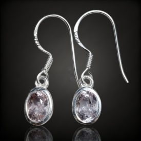 Kunzit ezüst fülbevaló