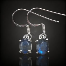 Labradorit ezüst fülbevaló