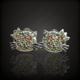 Olivin zafír ezüst fülbevaló