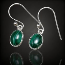 Malachit ezüst fülbevaló